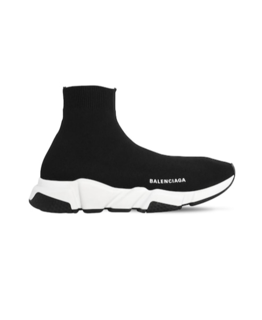 Balenciaga Black High-top Knitted Casual Sneakers