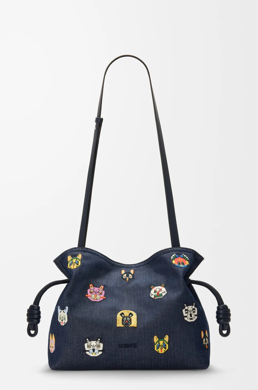 Loewe Logo Detail Embroidered Clutch Bag In Blue