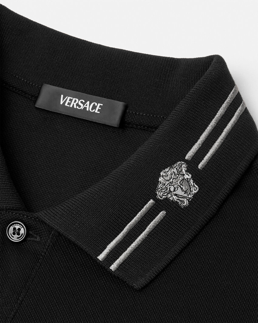 VERSACE VERSACE MEDUSA-EMBROIDERED SHORT-SLEEVED POLO SHIRT