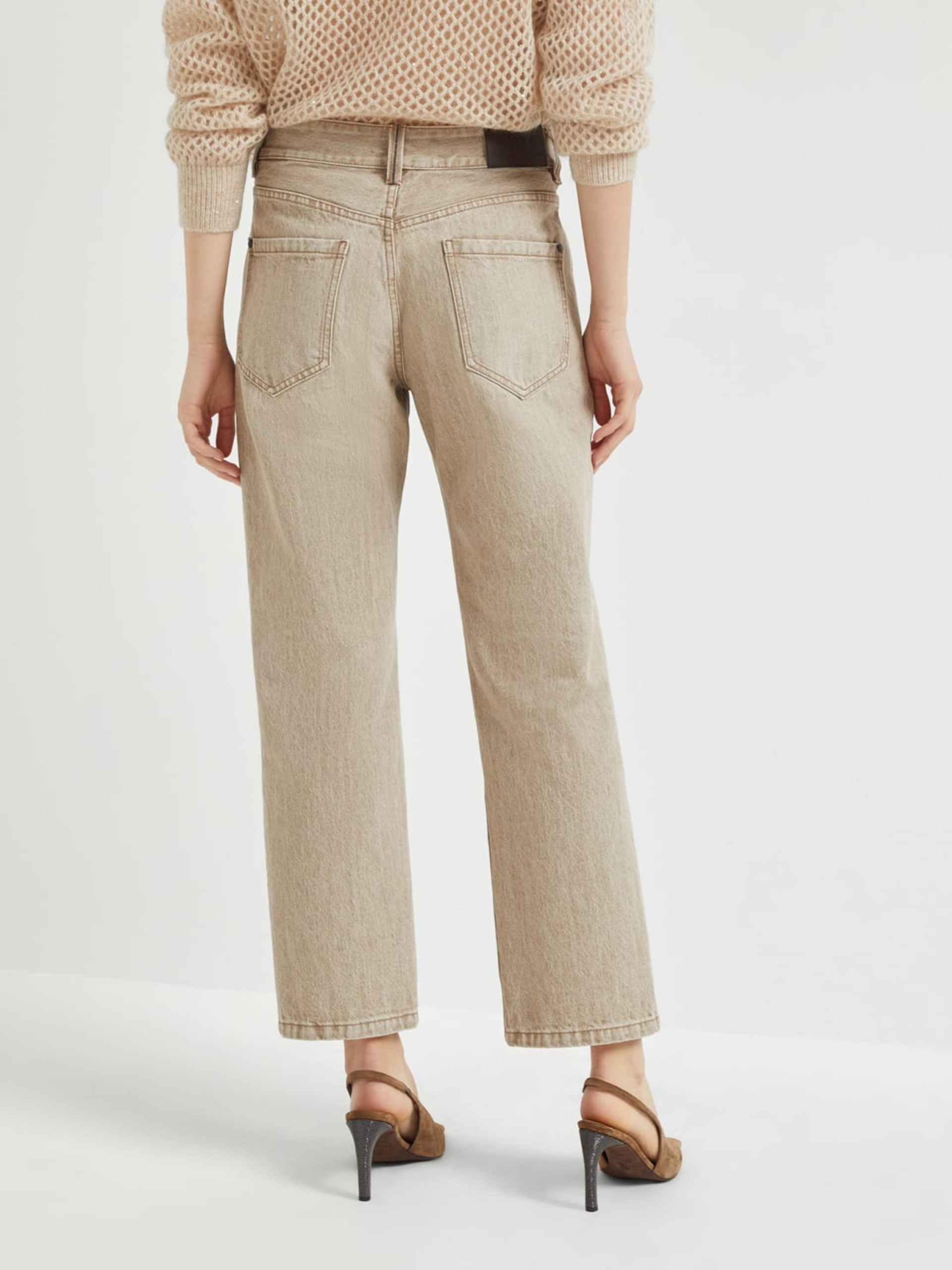 Brunello Cucinelli Belt Loop Denim Trousers In Brown