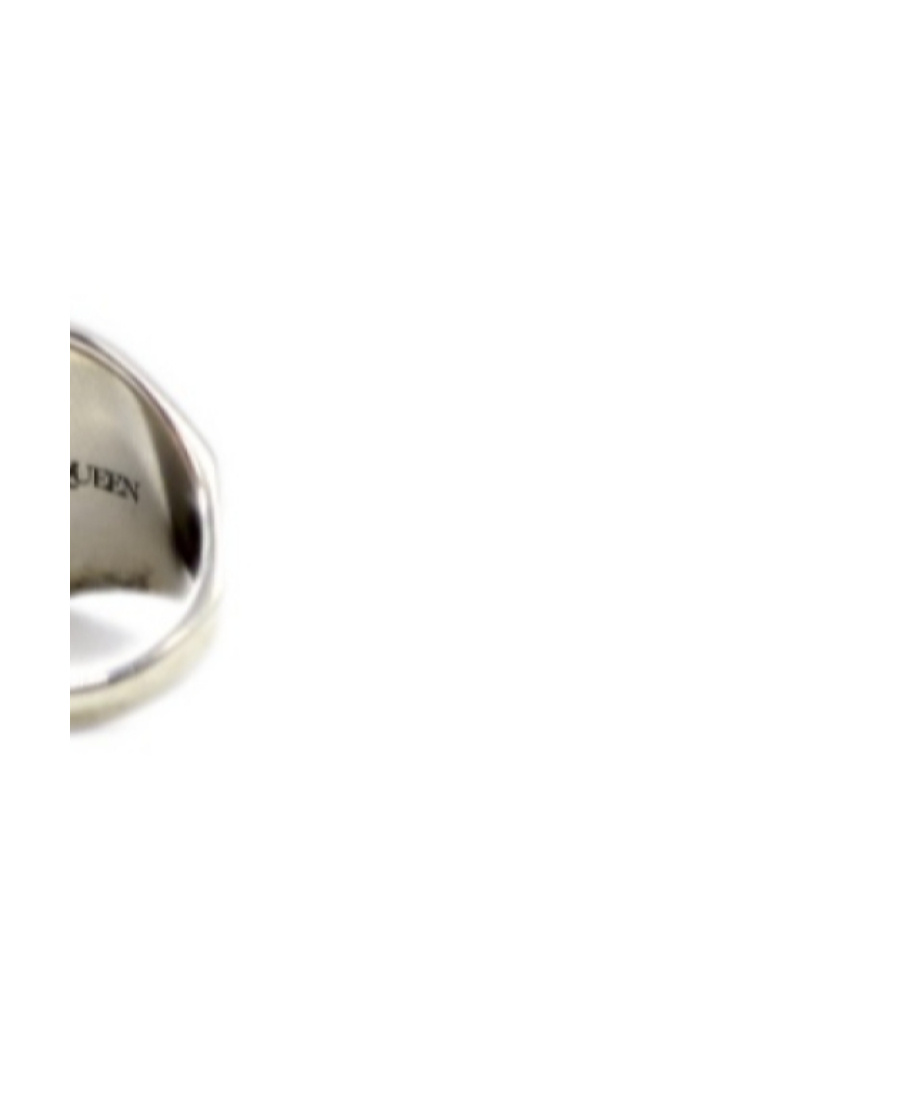 Alexander Mcqueen Logo Print Skull Ring In Gray