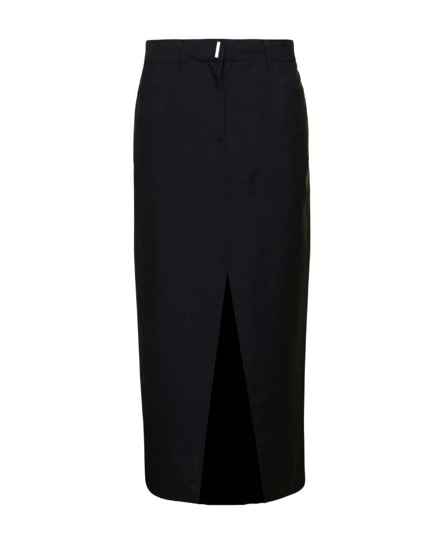Givenchy Long Skirt With Front Split In Black