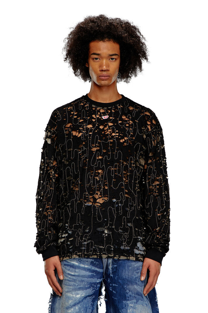 Diesel Jersey "t-boxt-ls-devor" In Black