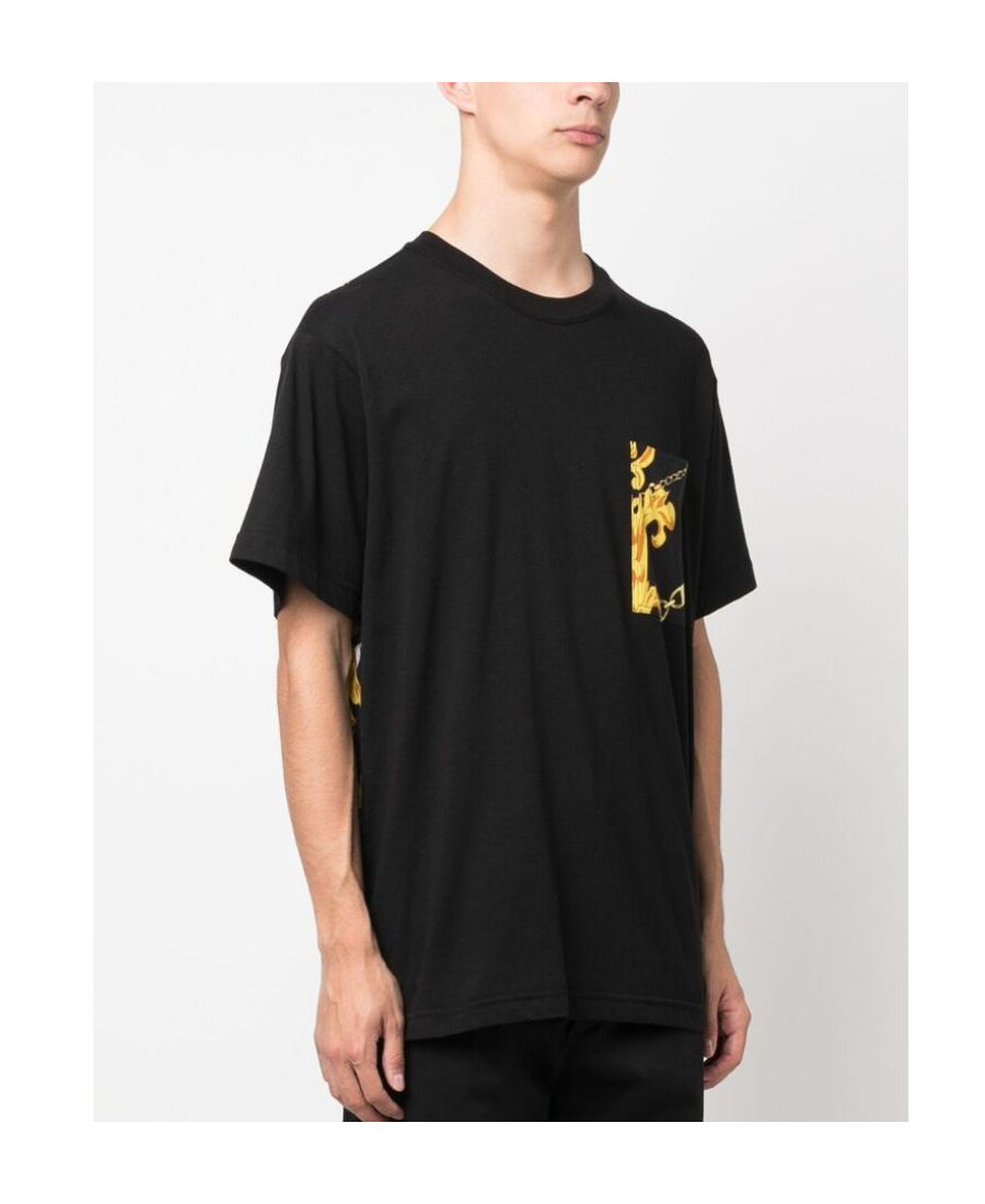 Versace Jeans Baroque-pattern Cotton T-shirt In Black