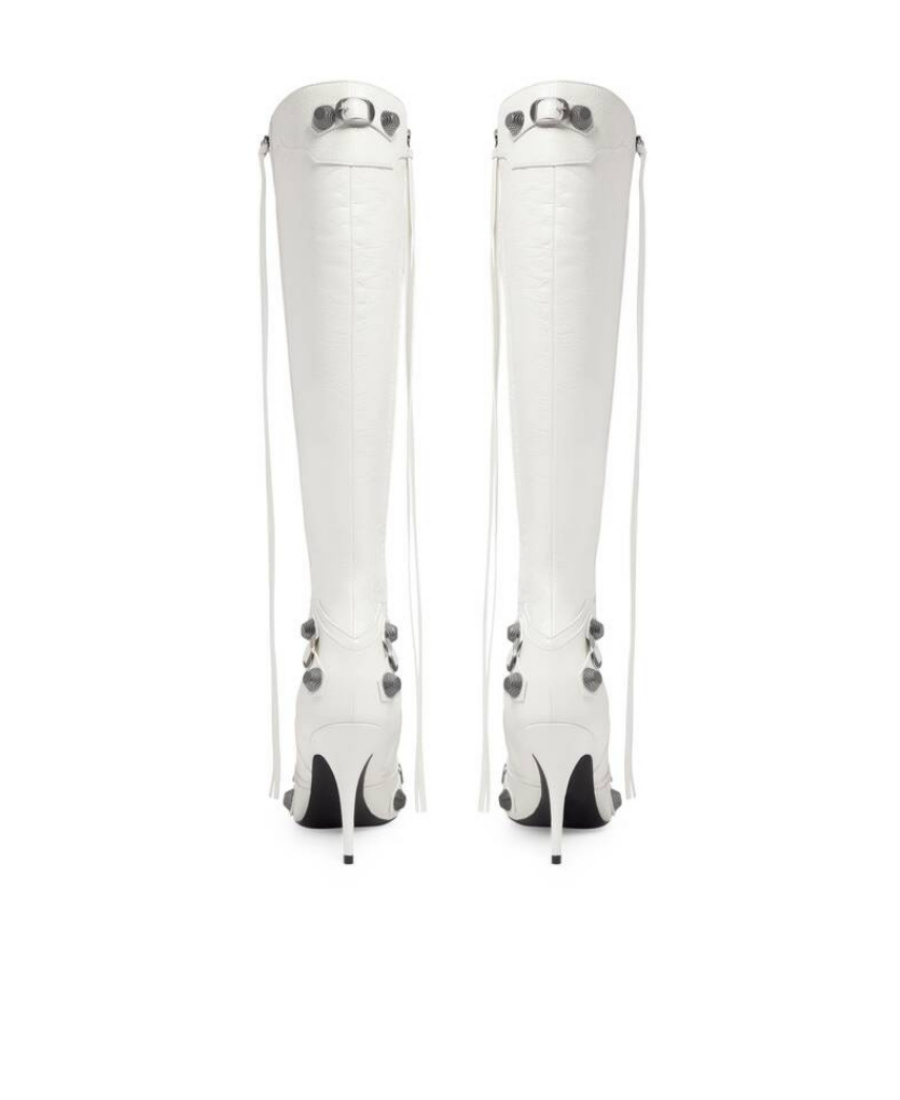 Balenciaga Cagole Knee High Boot In White