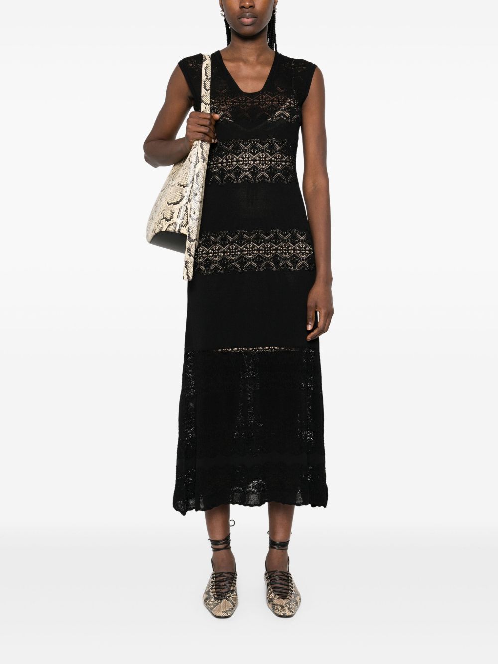 Shop Twinset Crochet-detailed Maxi Dress