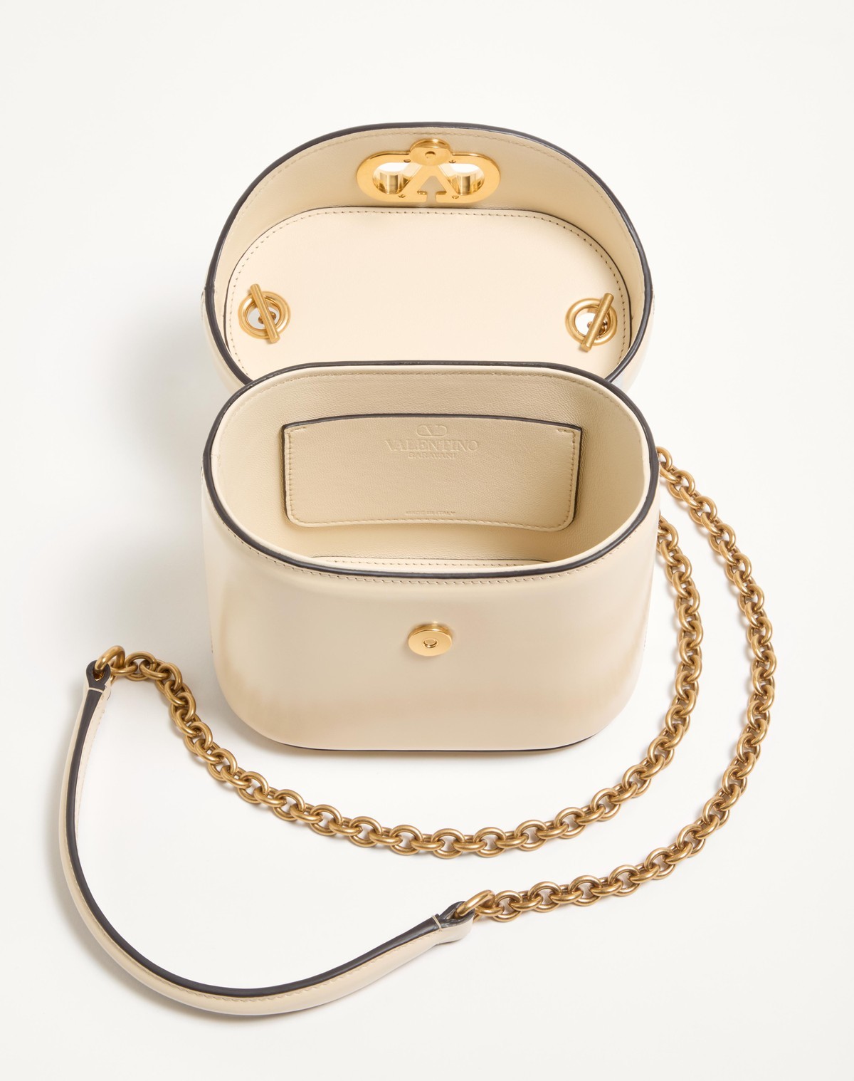 Valentino Borsa A Secchiello Vlogo Signature In Pelle Avorio  Donna In White