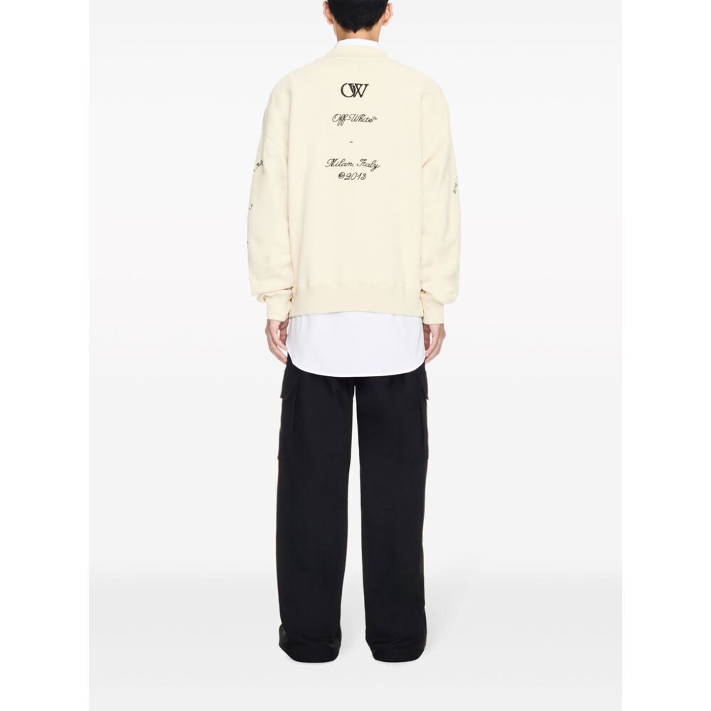 Off-white Skate-fit Brushed Cotton 23 Crewneck Sweatshirt In Beige