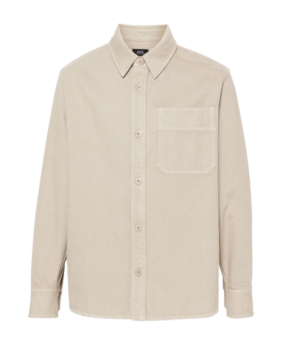 Apc A. P.c. Surchemise Basile Brodee Poitrine Overshirt Bae S In Nude
