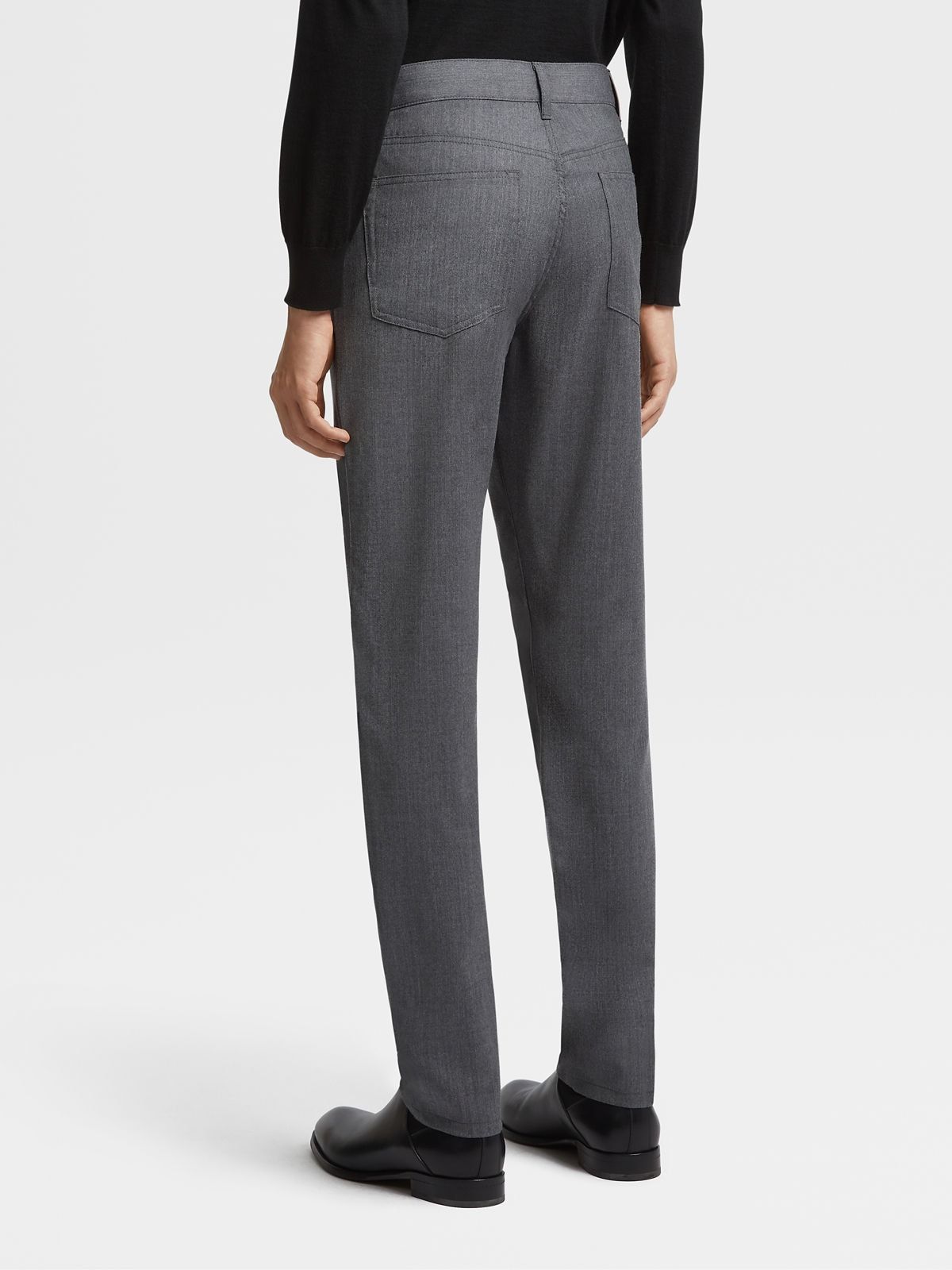 Zegna Roccia Stonewashed Wool Trousers In Gray