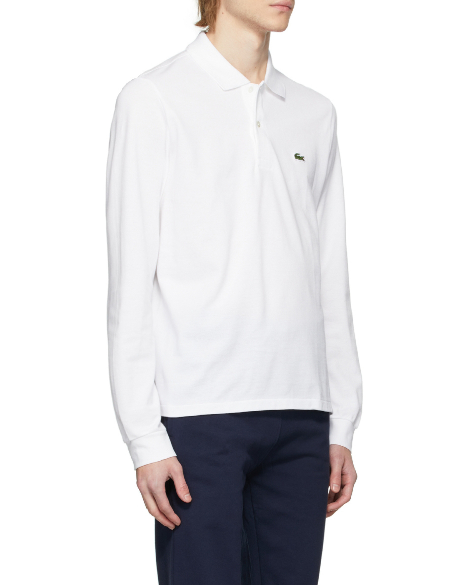 Lacoste Logo Long-sleeved Polo Shirt In White
