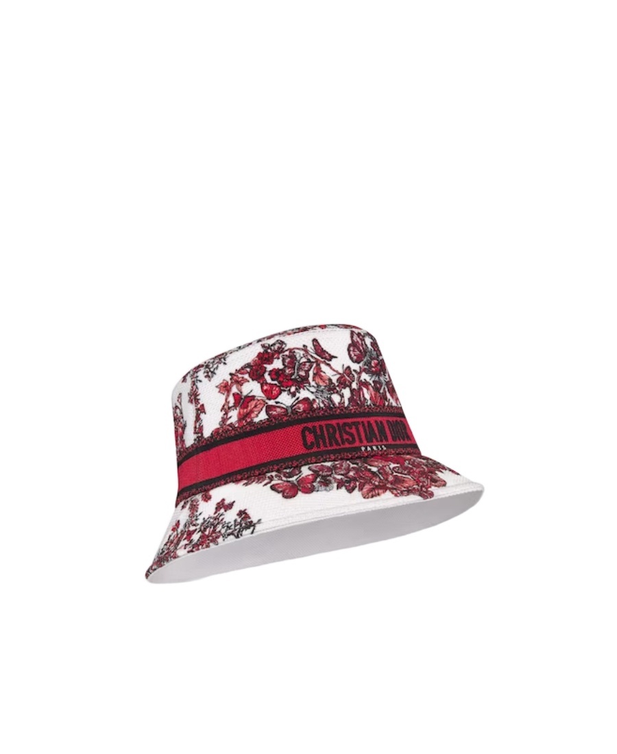 Dior D-bobbyle Cœur Des Papillons Small Brim Bucket Hat In Red