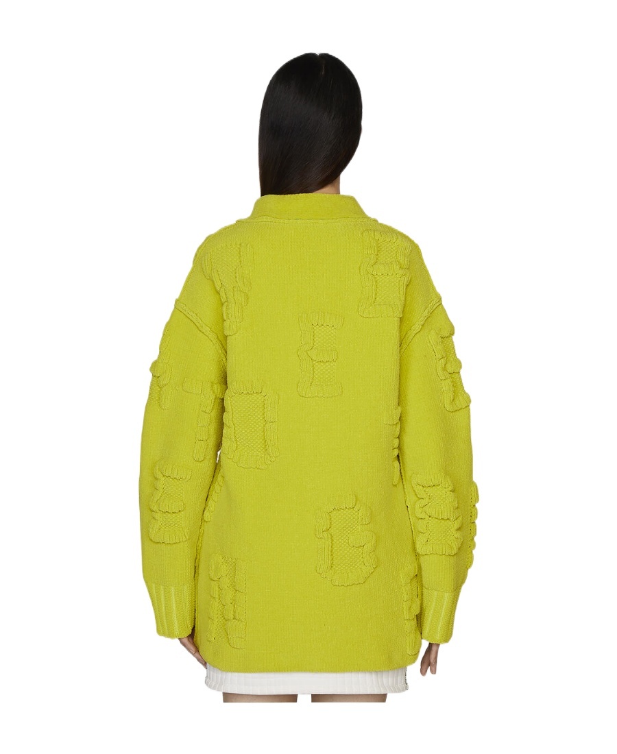 Bottega Veneta Logo-embossed Knitted Jacket In Yellow