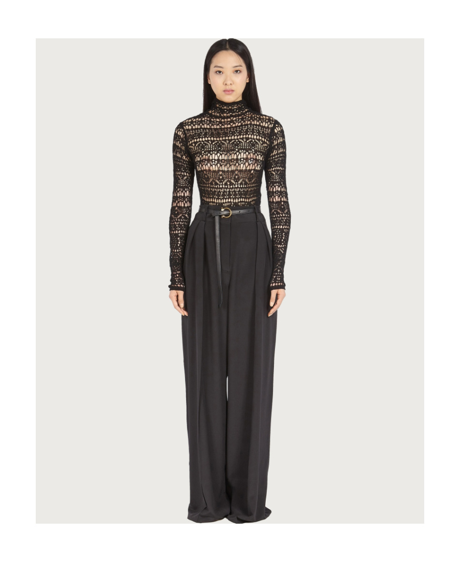 Ferragamo Belted Palazzo Trousers In Black