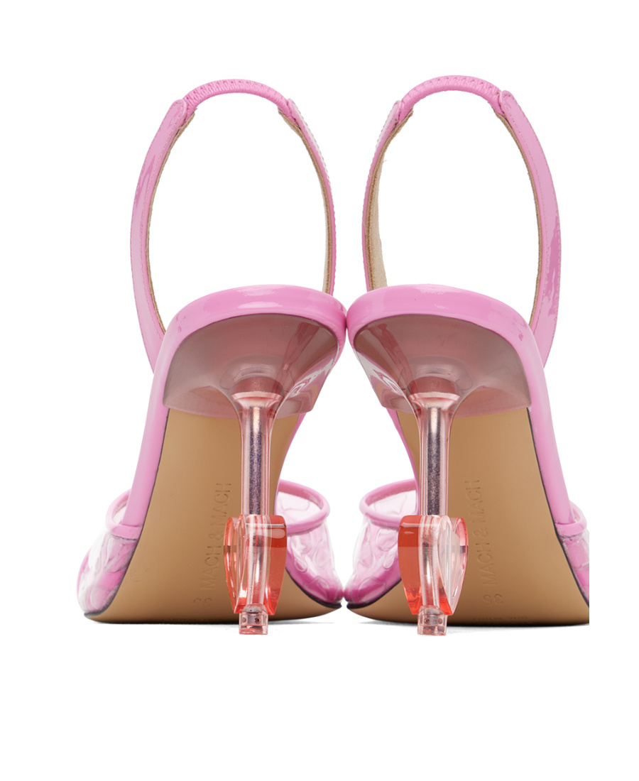 Mach&mach Pink Heart Embellished Sandals In Pink