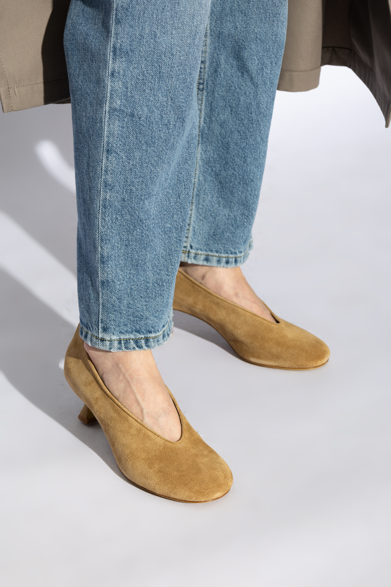 Moschino 70 Sculpted-heel Suede Pumps In Brown