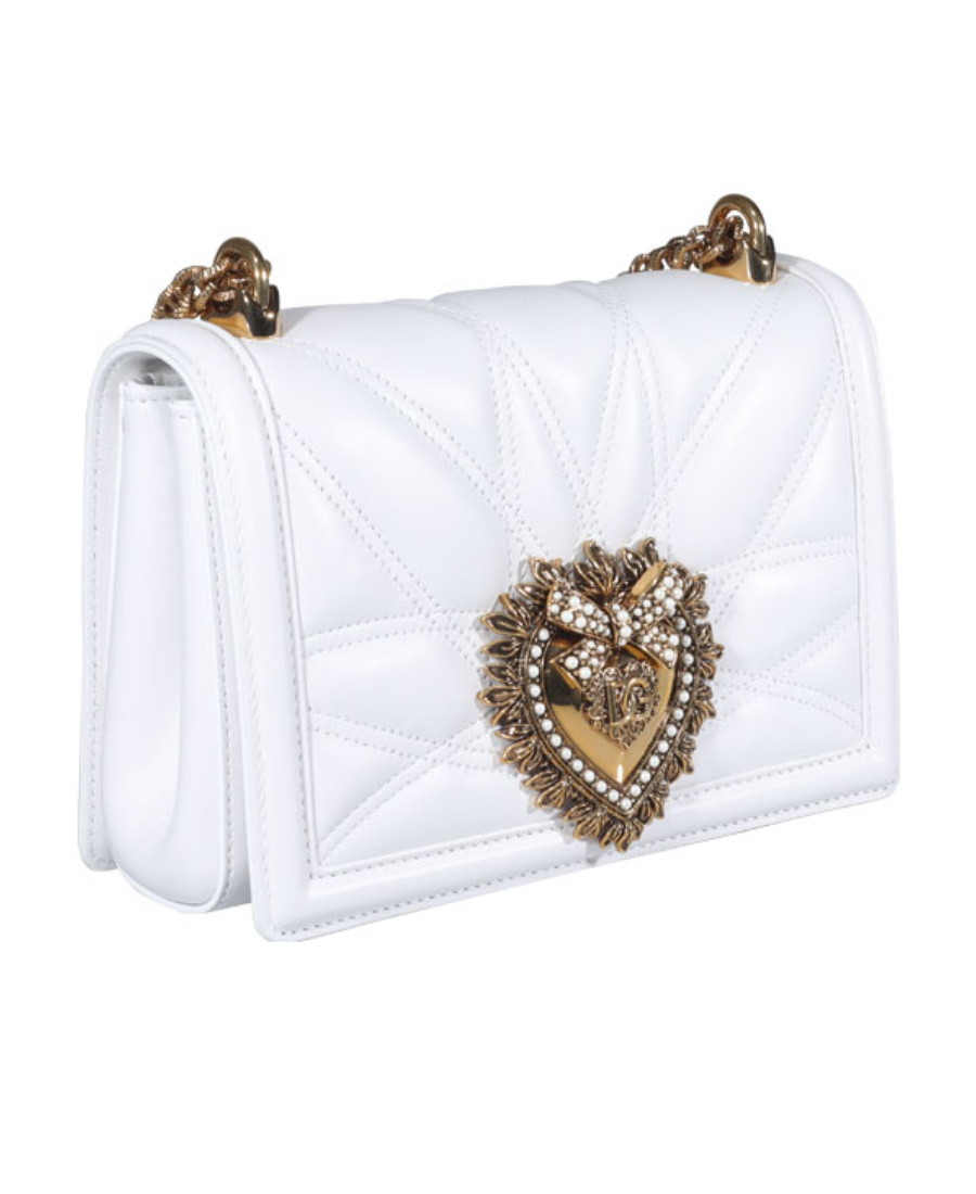 Dolce & Gabbana Large Devotion Quilted Leather Shoulder Bag In White
