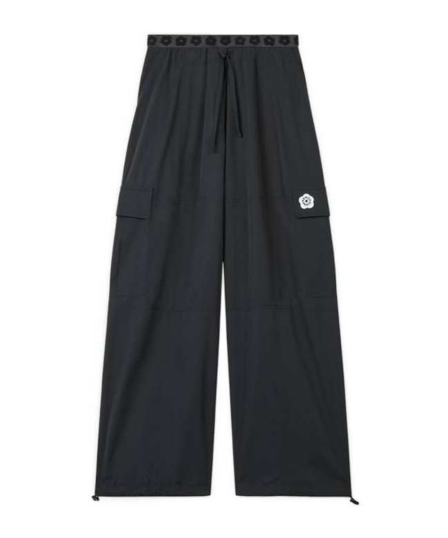 Kenzo 'boke Flower 2.0' Black Pants With Flowers Embellishmed Waist And Logo Patch On The Pocket In Black