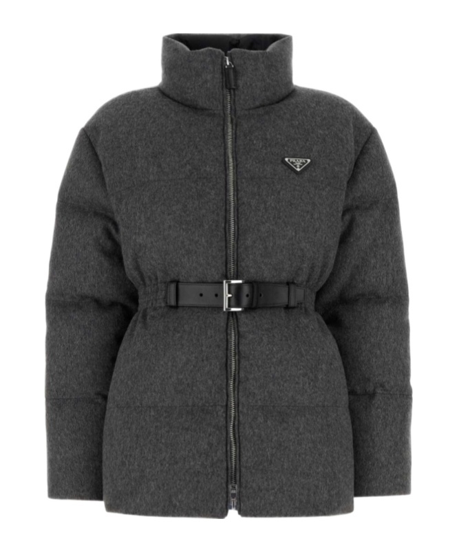 Prada High Collar Long Sleeve Cotton Coat In Animal Print