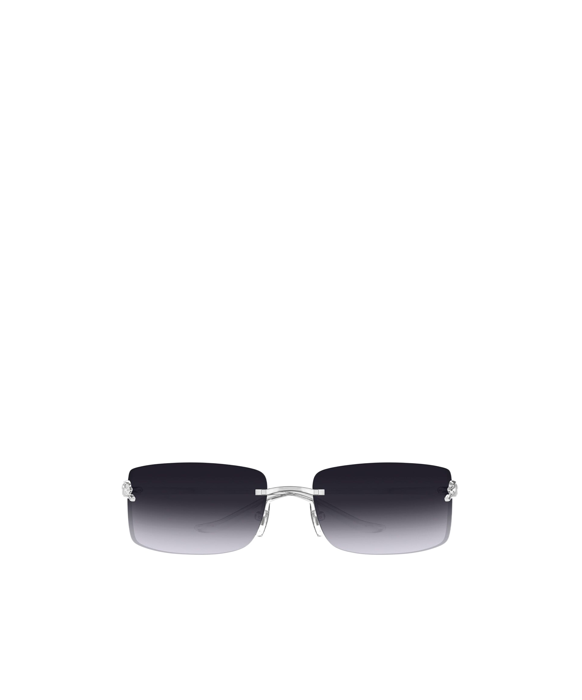 Cartier Panther Rimless Rectangle Metal Sunglasses In Black