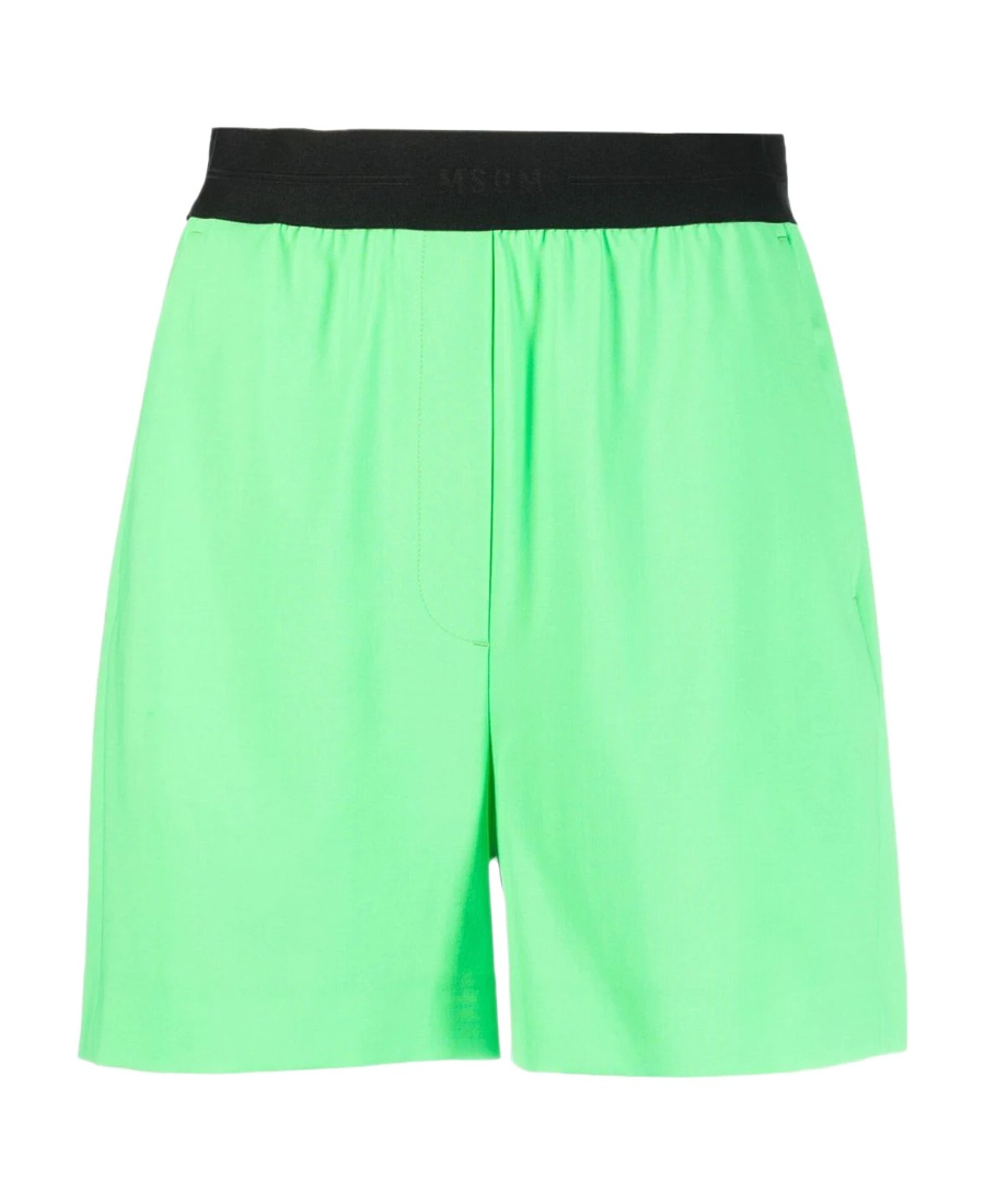 Msgm Logo Shorts In Green