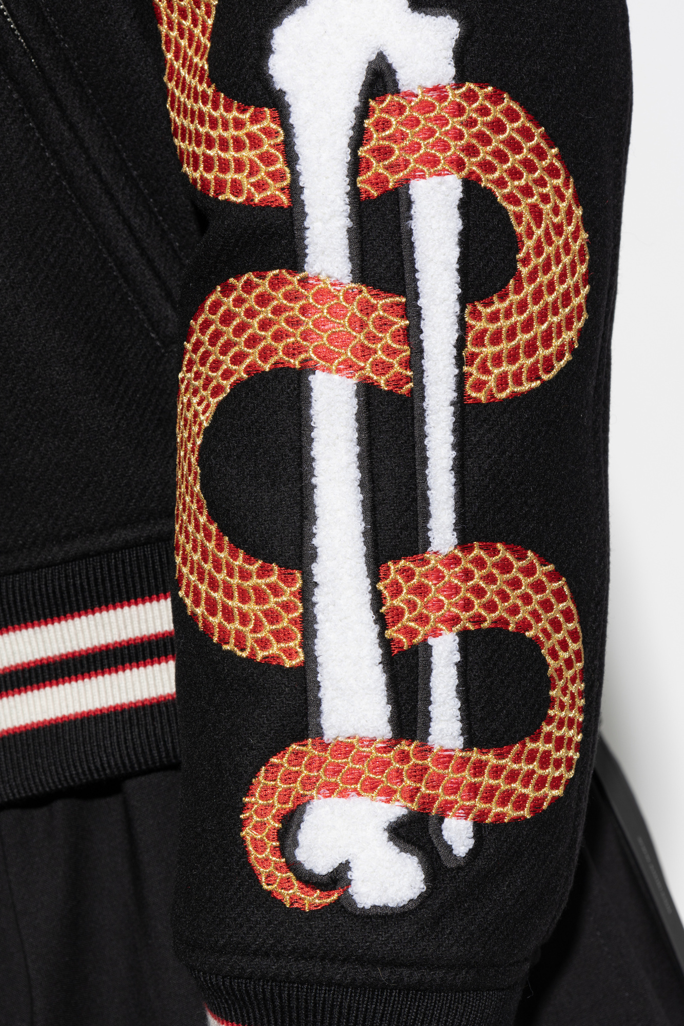 Amiri Mens Black Snake Bones Embroidered Relaxed-fit Wool-blend Felt Jacket In Black