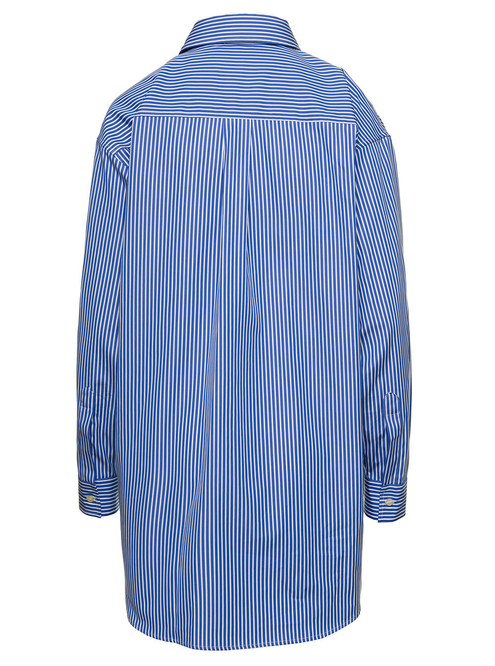 Etro Striped Cotton Oversized Shirt In Blue