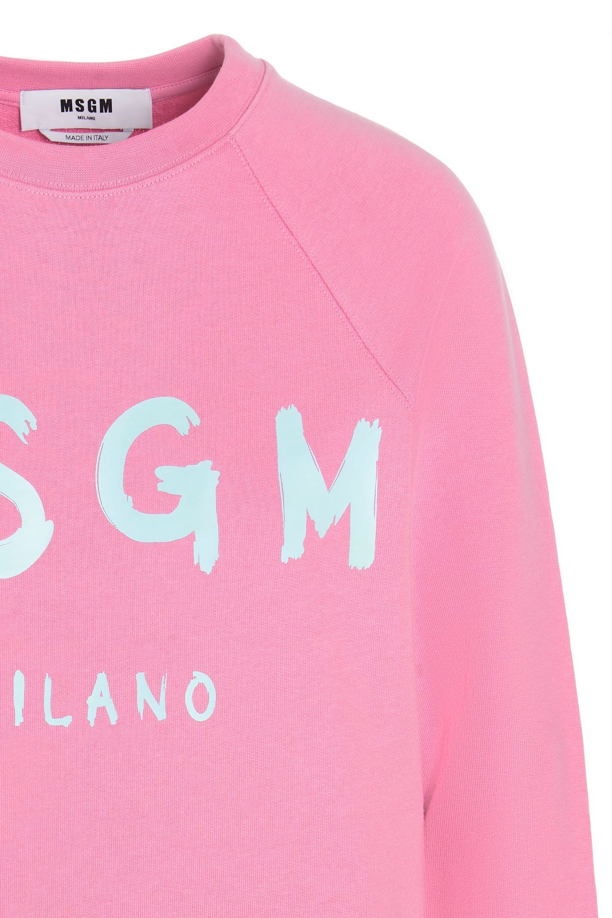 Msgm Logo Print Cotton Sweatshirt In Pink