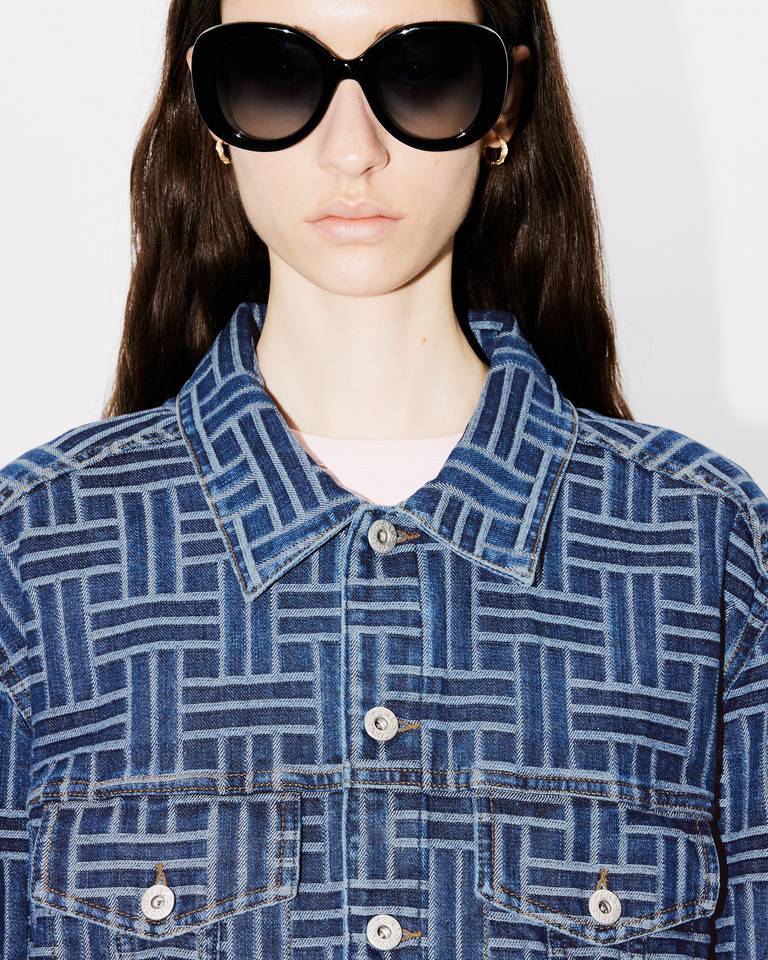 Kenzo Weave Denim Truck Driver Jacket In Blue