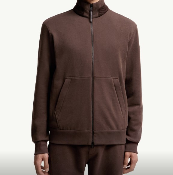 Moncler Cotton And Cashmere Zip-up Sweatshirt In Brown