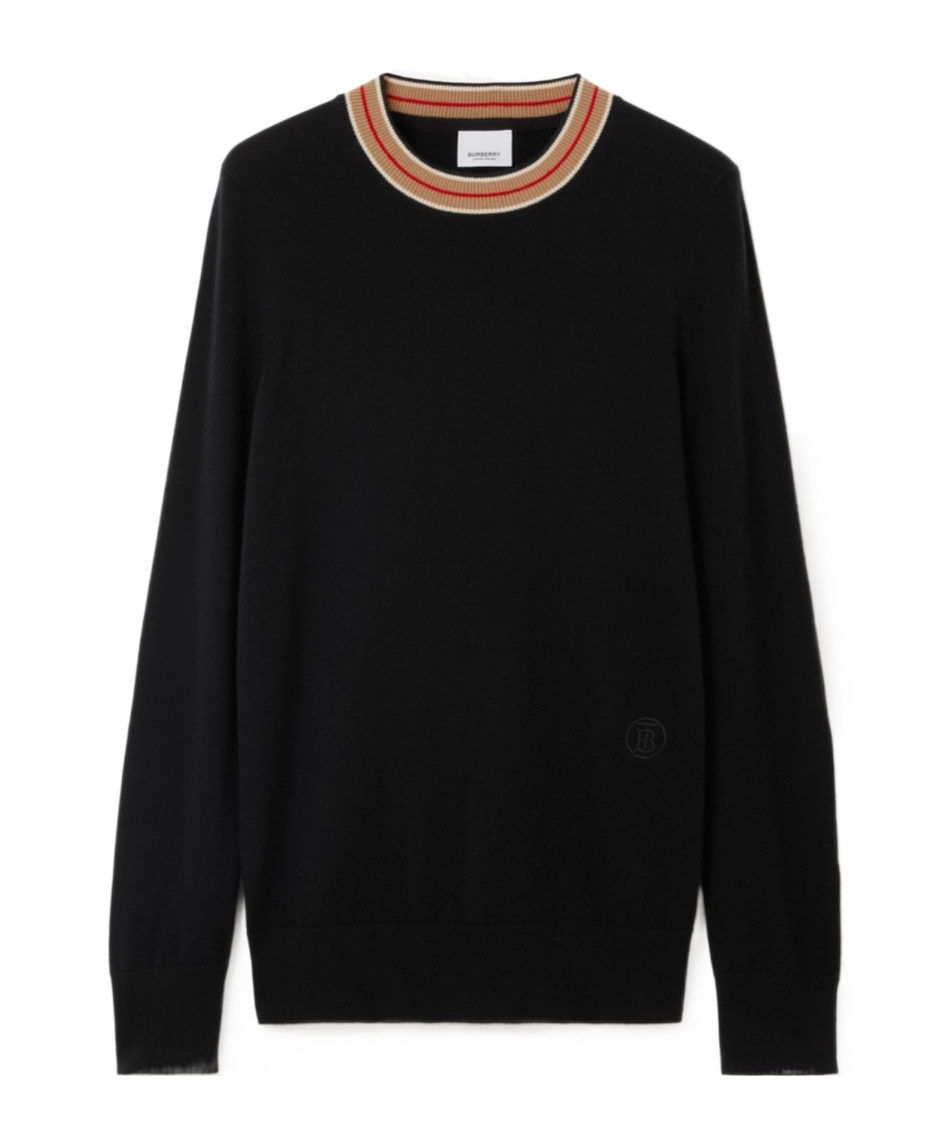 BURBERRY STRIPE-NECKLINE CASHMERE JUMPER