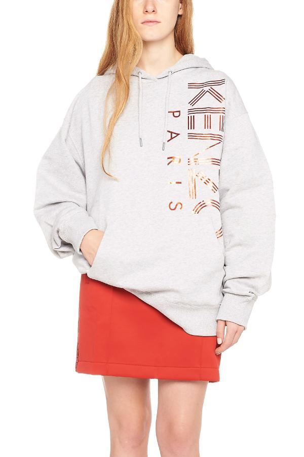Kenzo Letter Logo Printed Hooded Sweater In White