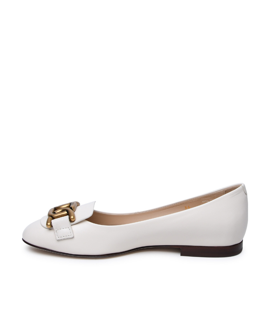 Tod's Leather Ballerina With Accessory In White