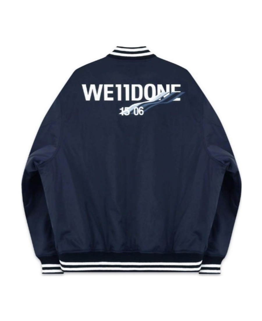 We11 Done Logo Baseball Jacket In Black