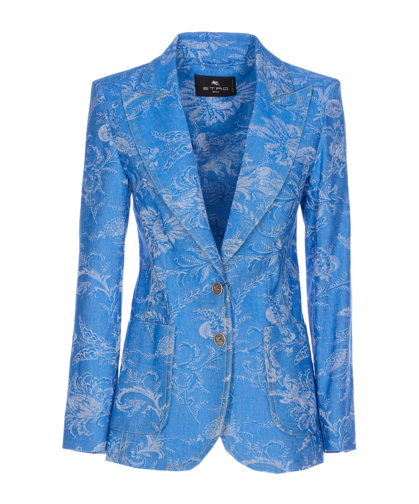 Etro Paisley Printed Jacket In Blue