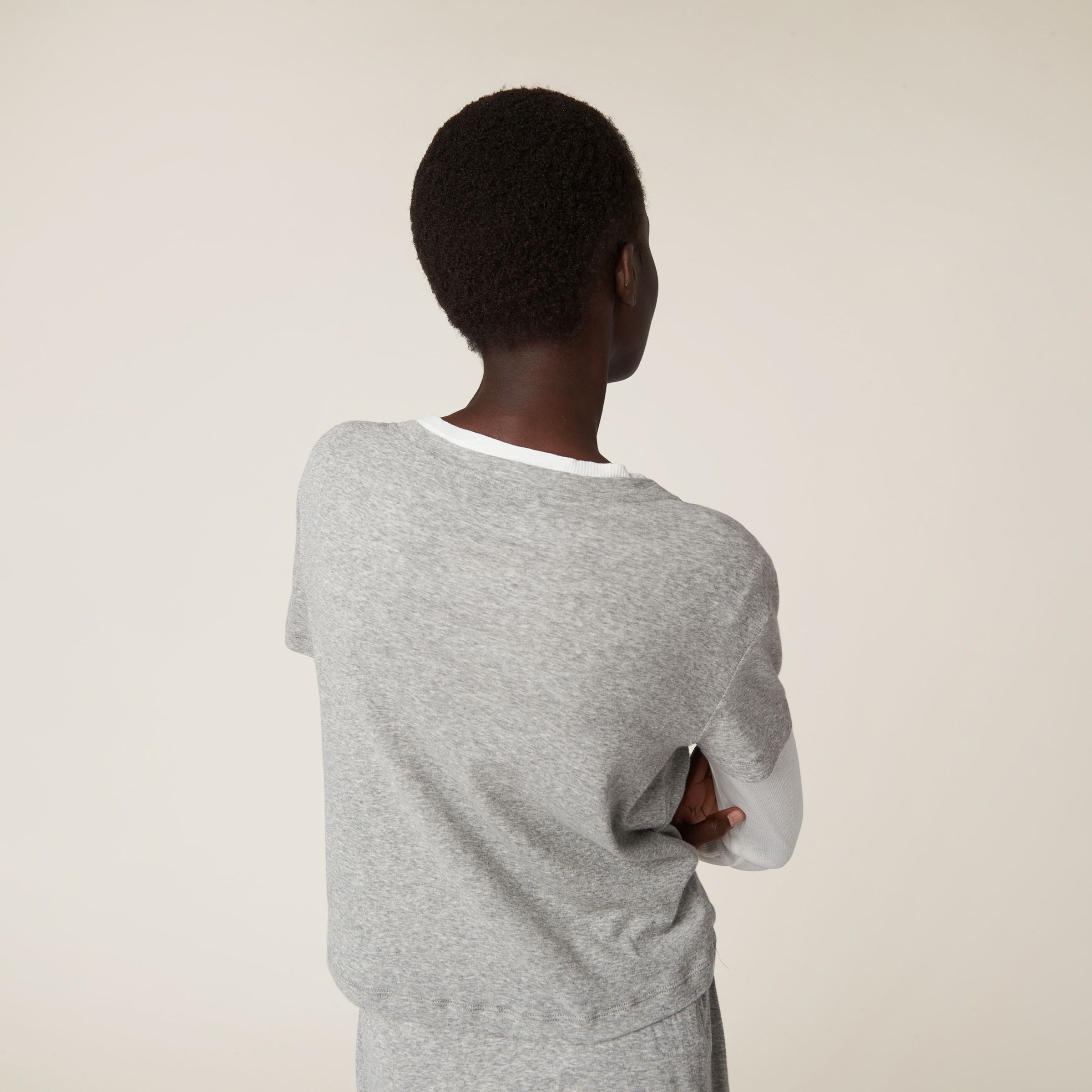 Miu Miu Ribbed Jersey T-shirt In Gray