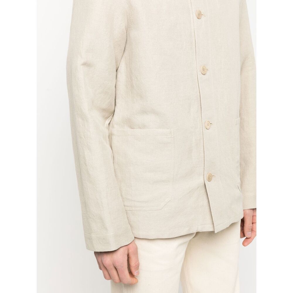 Apc Kerlouan Beige Jacket With Classic Collar And Front Button Closure In Cotton Man In White