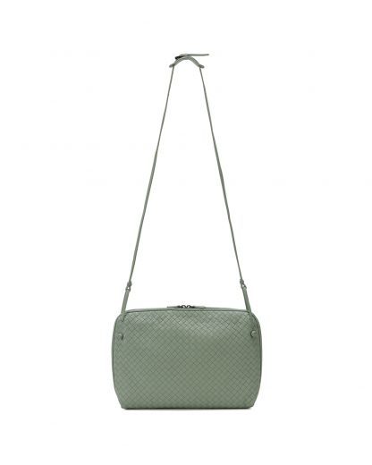 Bottega Veneta Woven Pattern Shoulder Bag In Green