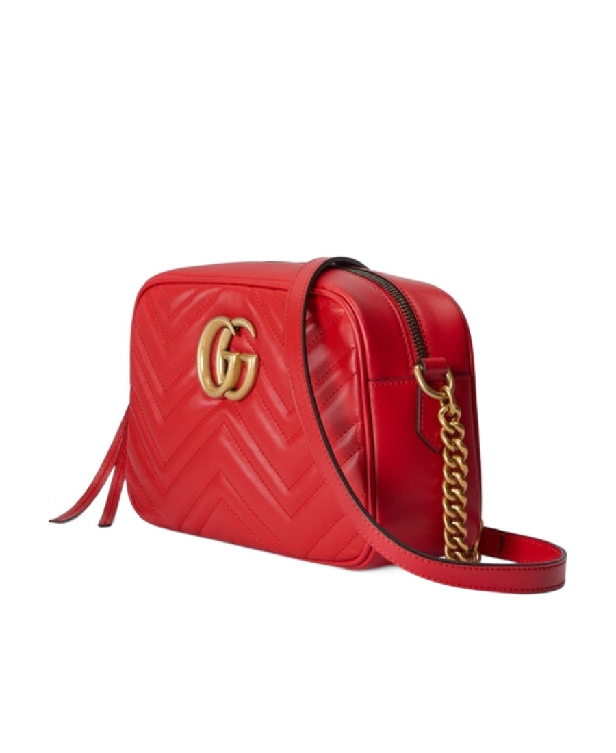 Gucci Gg-logo Matelassé Shoulder Bag In Red