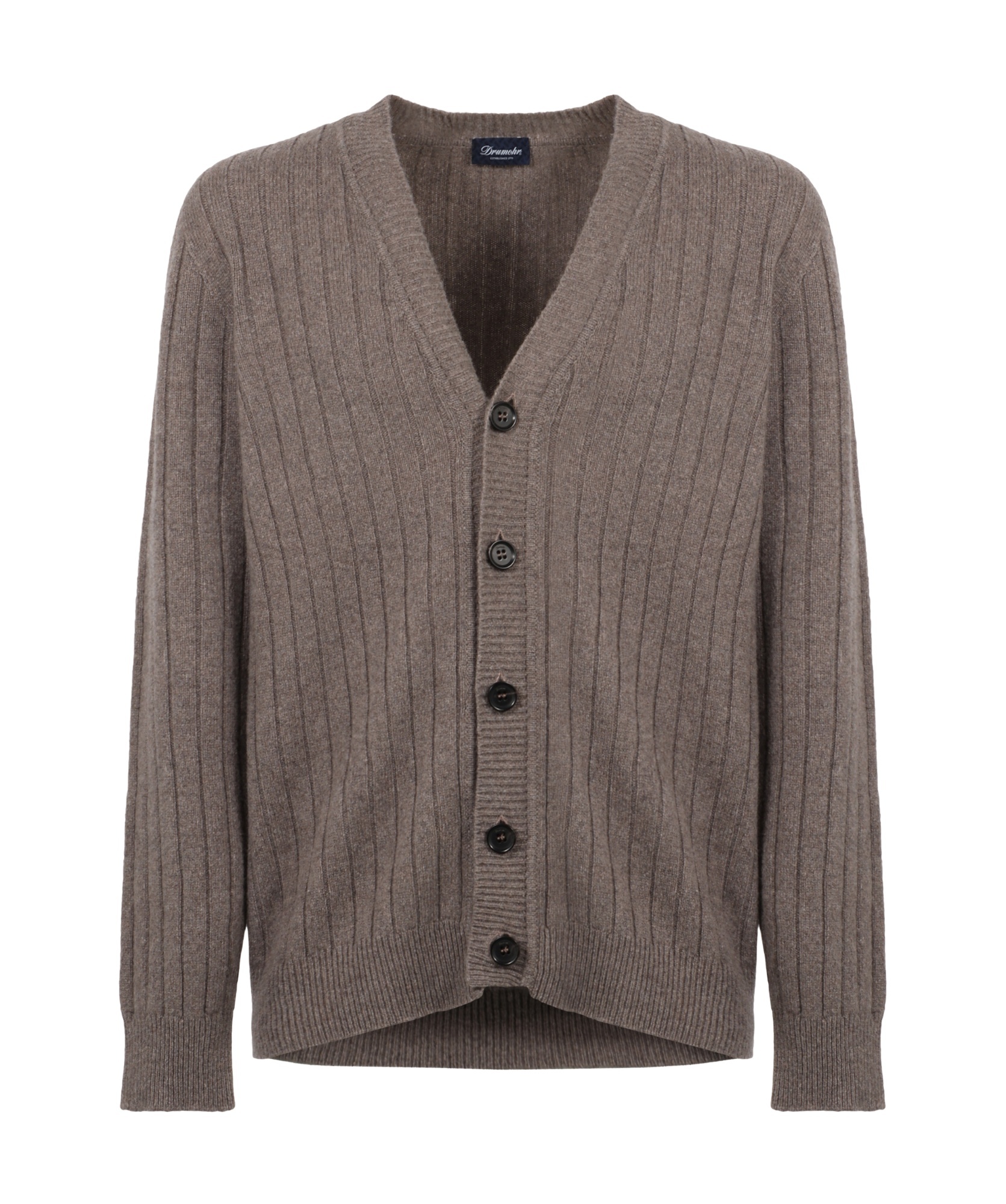 Drumohr Long-sleeved Knitted Cardigan In Gray