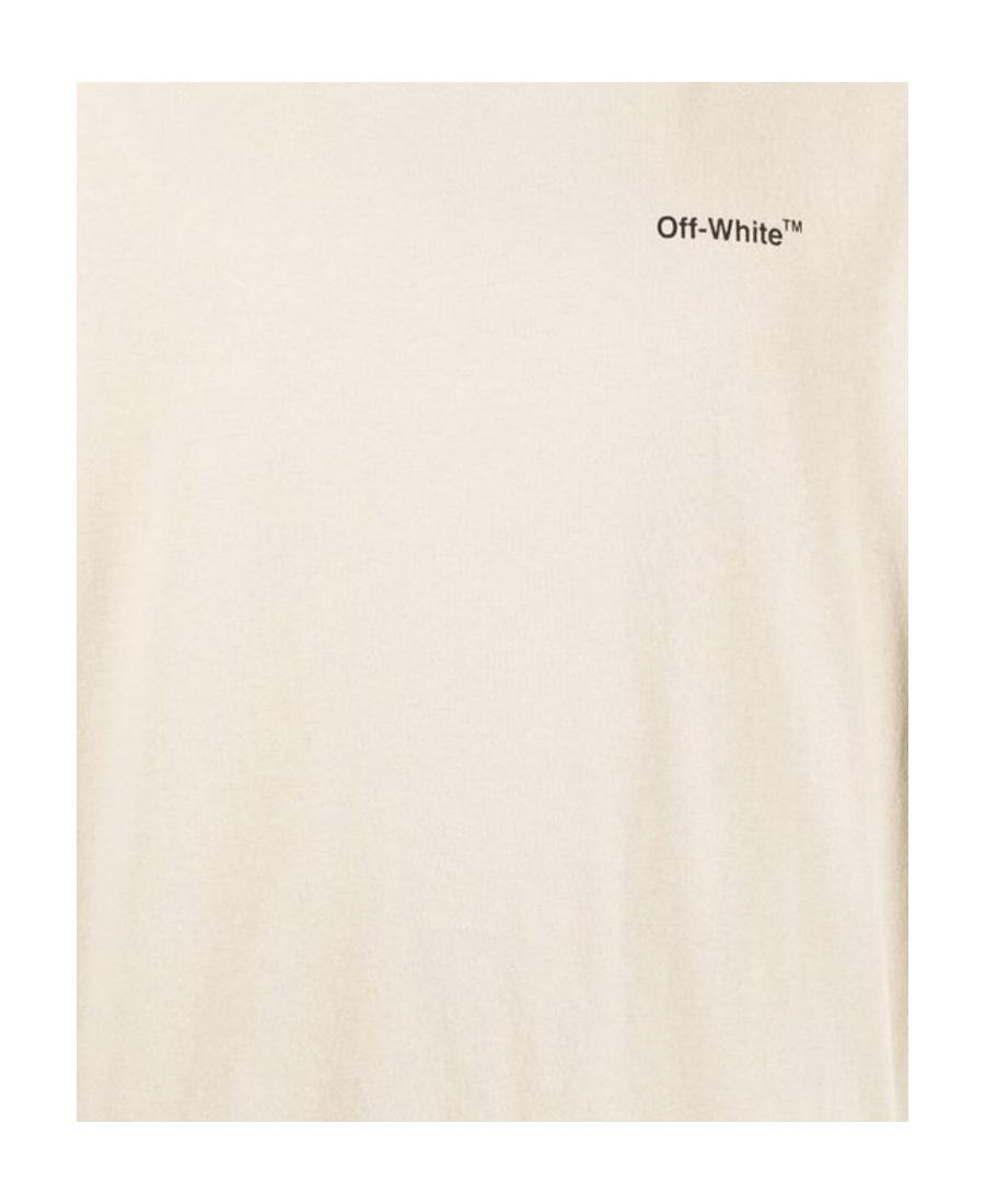 Off-white Ss22 Logo Round Neck Pullover Short Sleeve Loose Fit Khaki In White