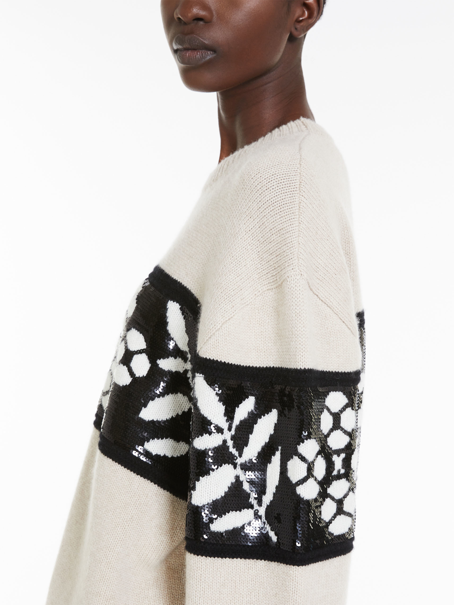 Max Mara Wool Cashmere Round Neck Sweater In Nude
