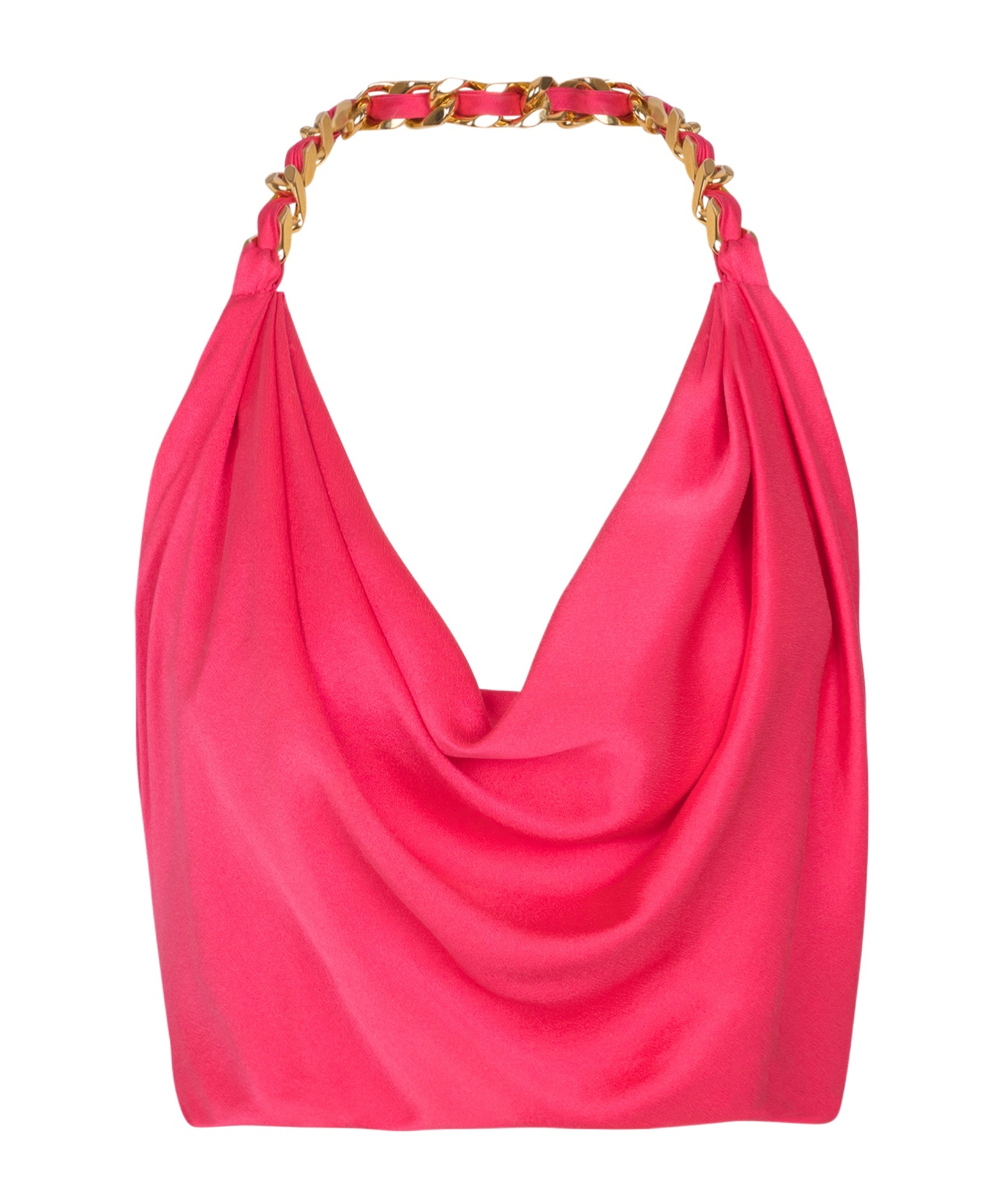 Balmain Silk Draped Halterneck Top In Pink