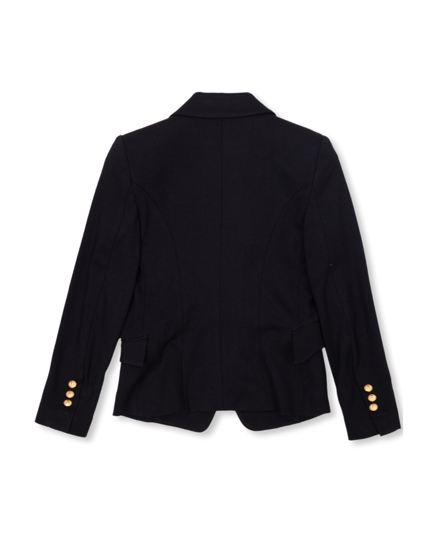 Balmain Embossed-button Double-breasted Blazer In Black