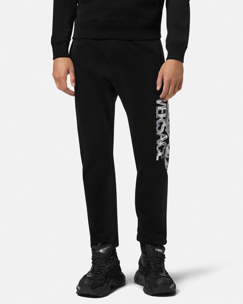 Versace Logo-print Track Pants In Black