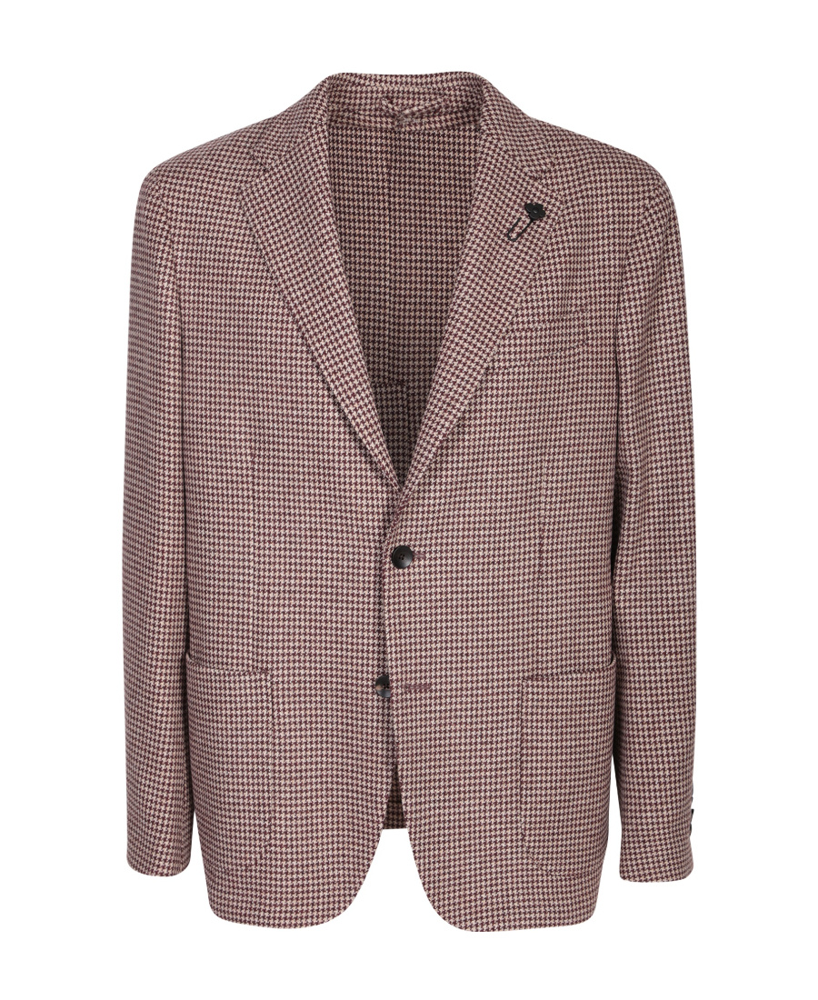 Shop Lardini Single-breasted Houndstooth Blazer In Nude