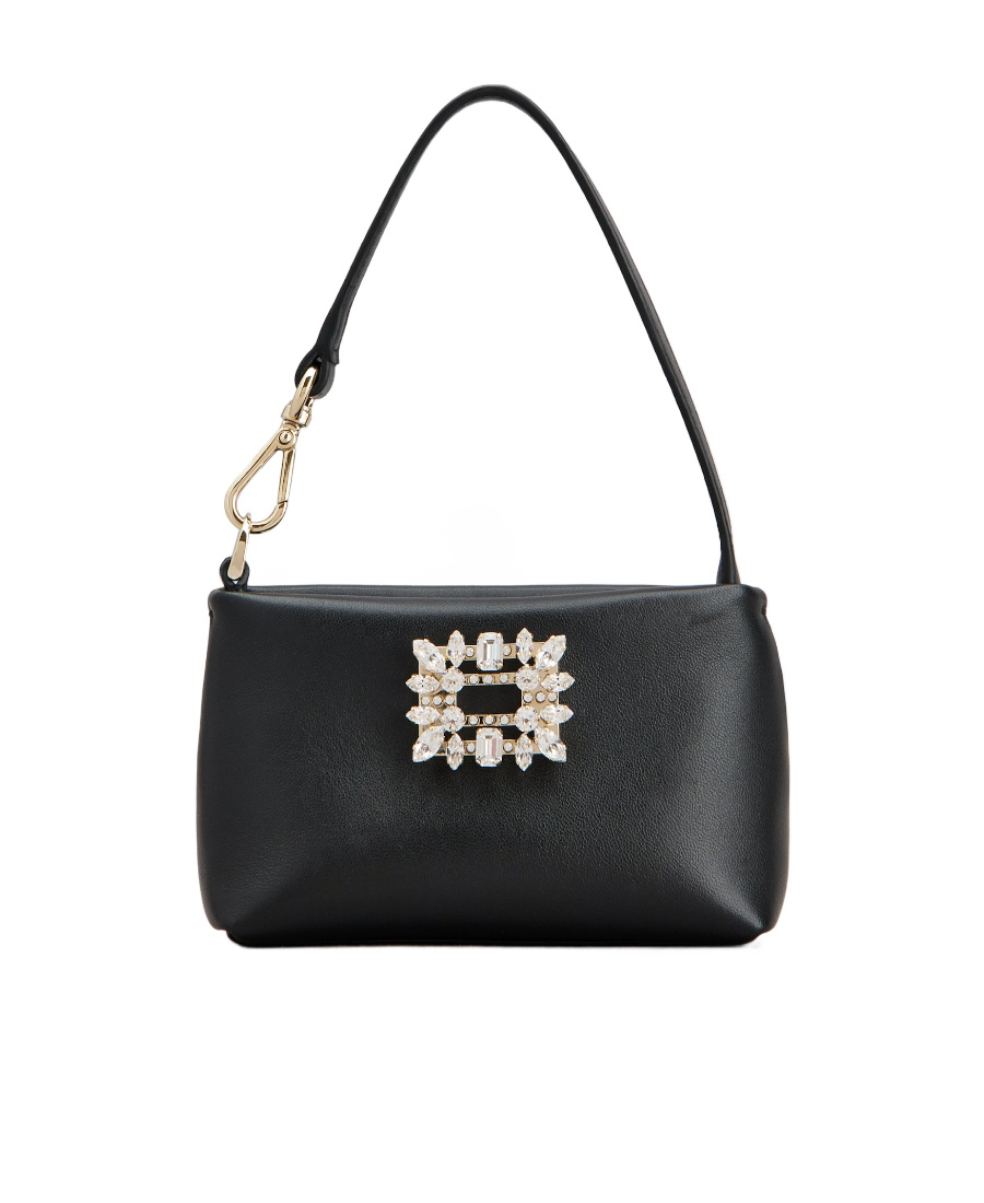 Roger Vivier Rv Nightlily Buckle Embellished Shouder Bag In Black