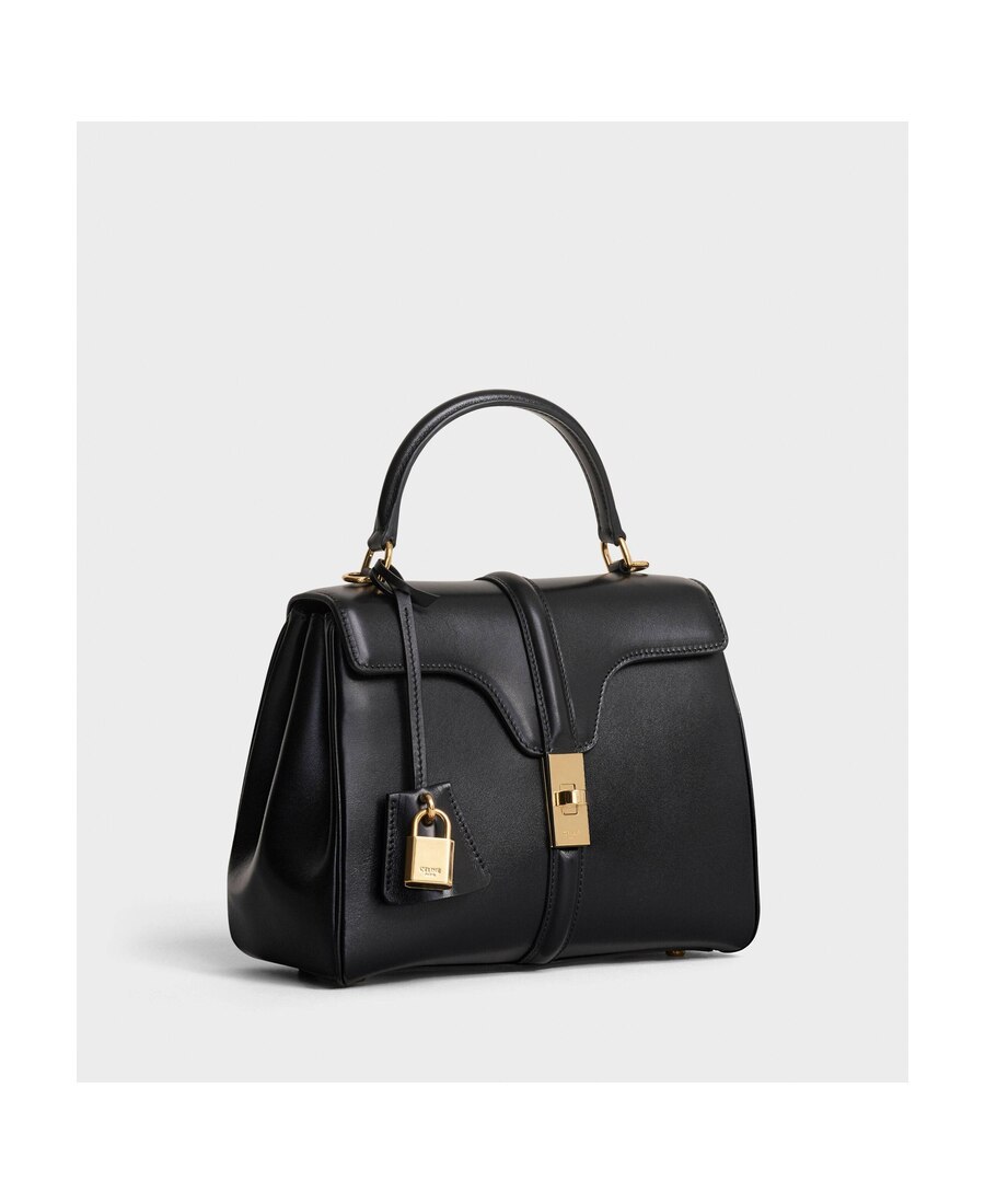 Celine Mini 16 Logo Detailed Shoulder Bag In Black