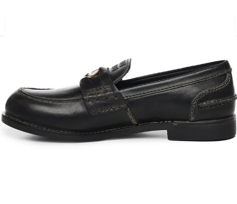 Miu Miu Round-toe Loafers In Black