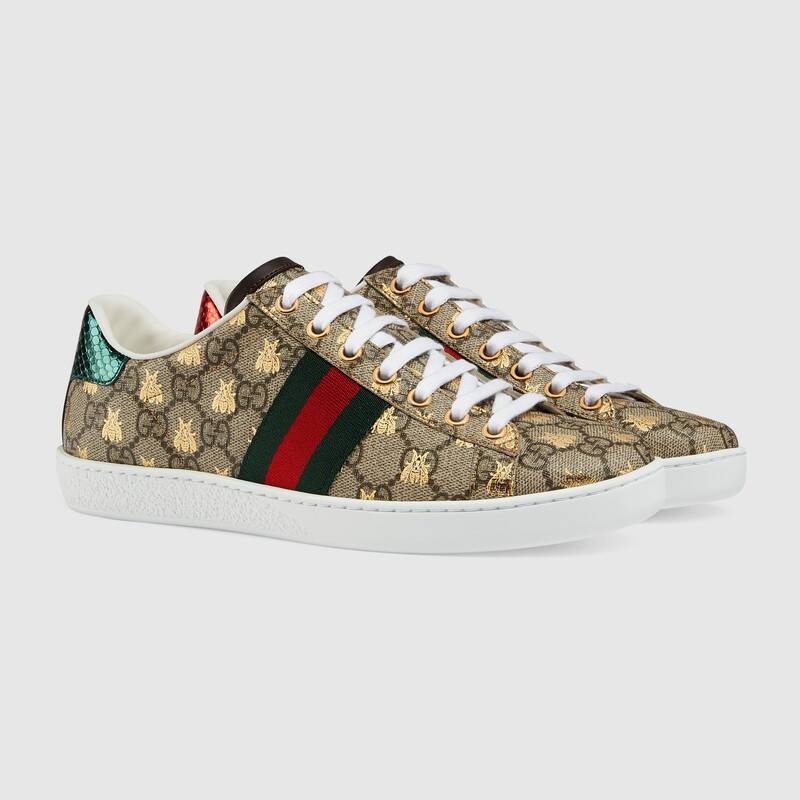 Shop Gucci Ace Gg Supreme Sneaker With Bees In Multicolor